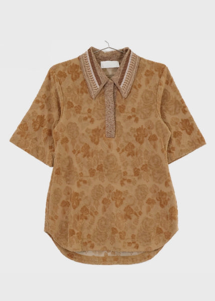 [Milla's Market]Mame Kurogouchi Jacquard Polo Shirt