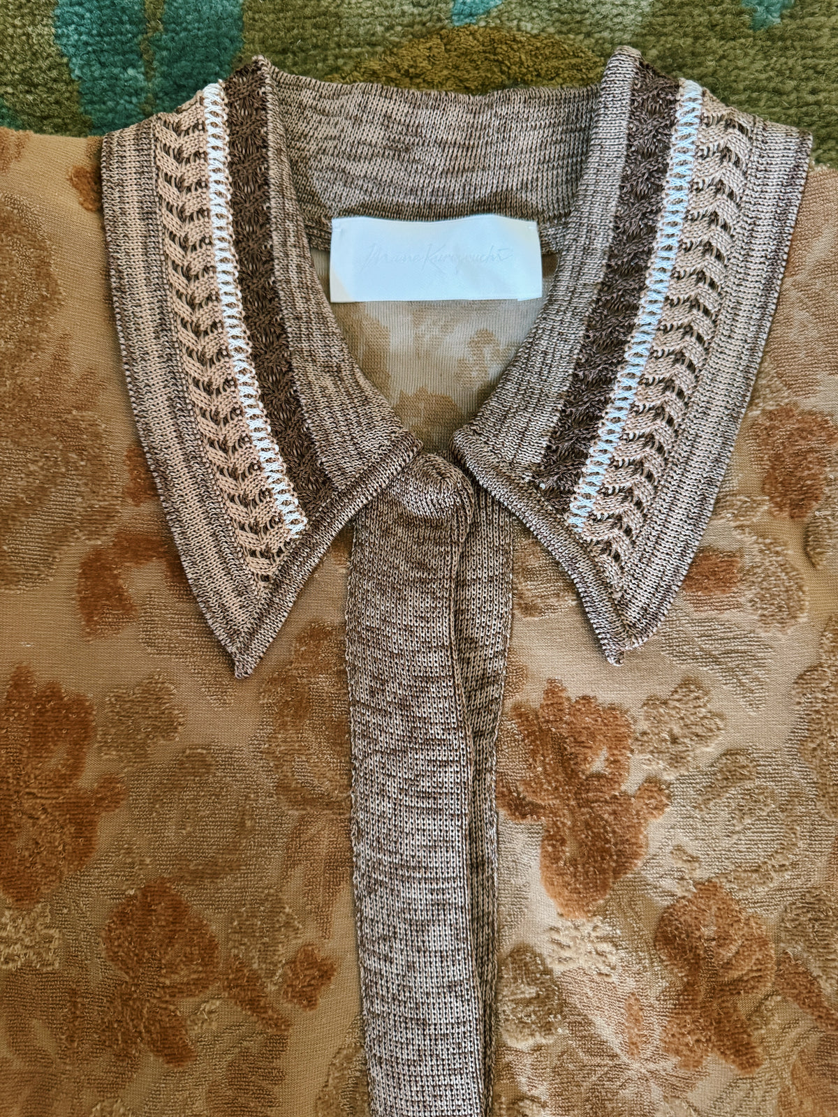 [Milla's Market]Mame Kurogouchi Jacquard Polo Shirt