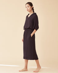 Classic Spread Collar Top / Navy