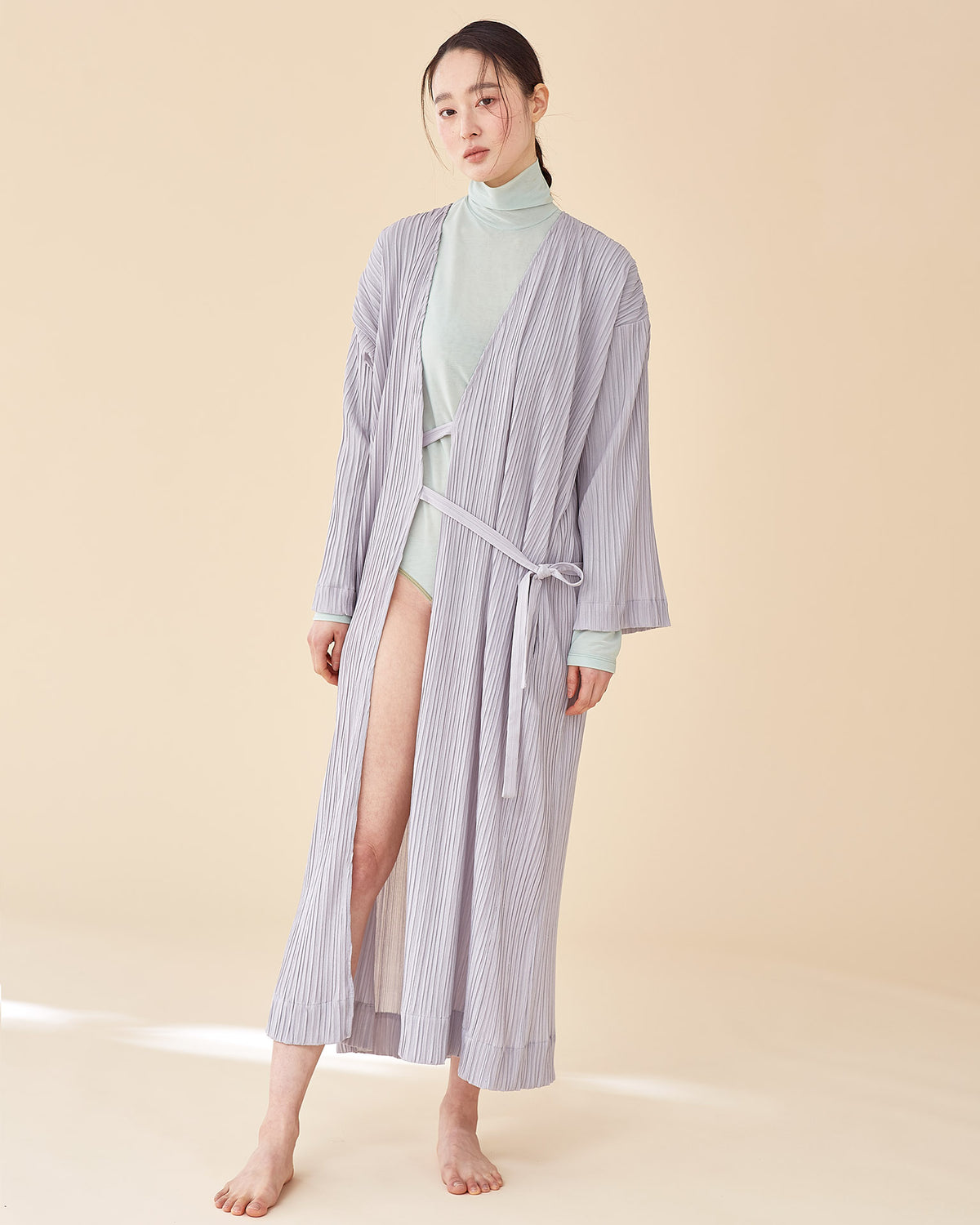 Laura Pleates Robe / Light Grey