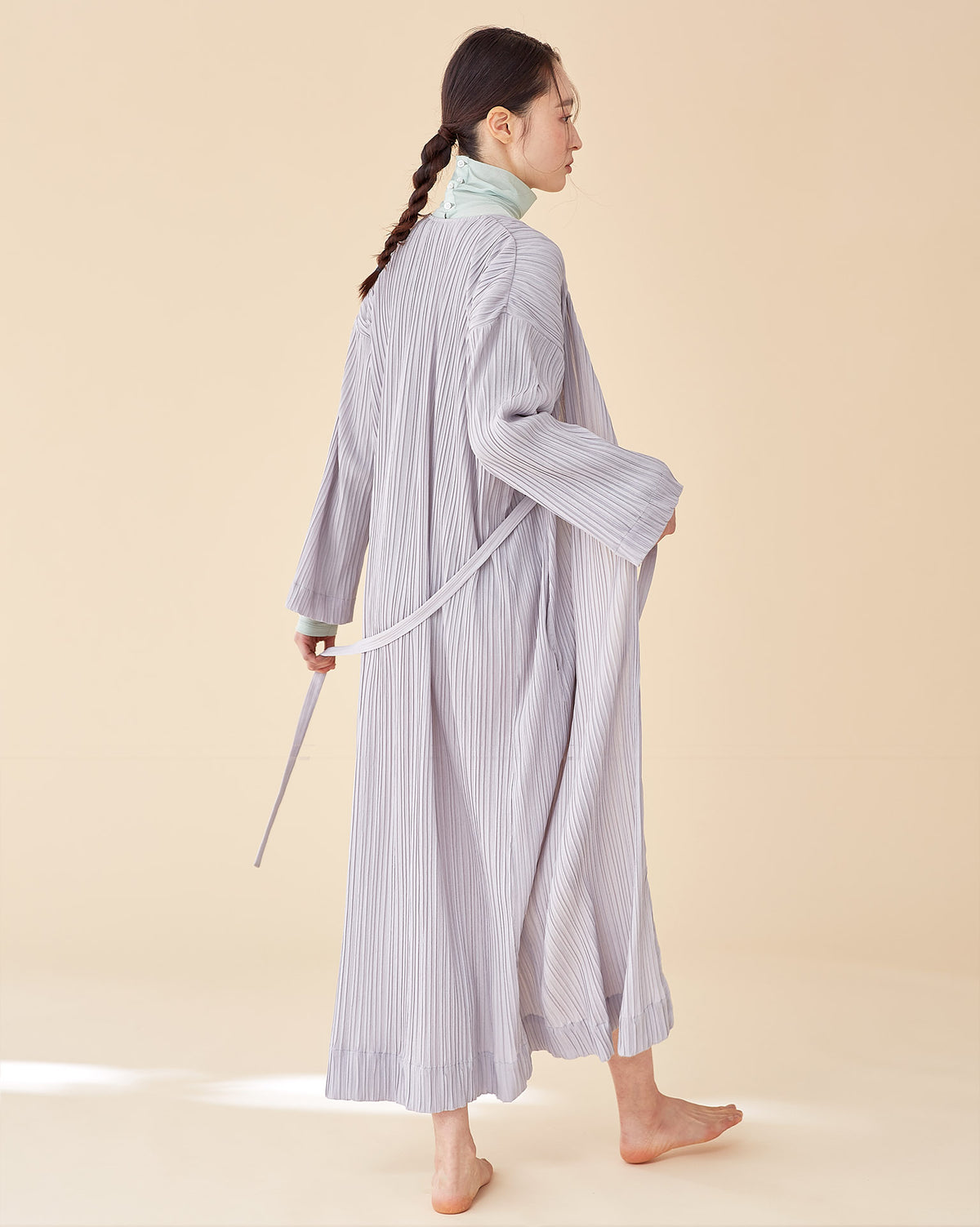 Laura Pleates Robe / Light Grey