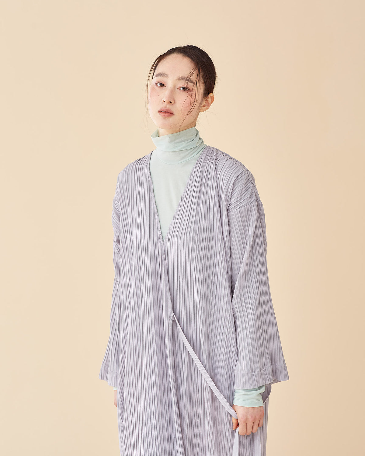 Laura Pleates Robe / Light Grey