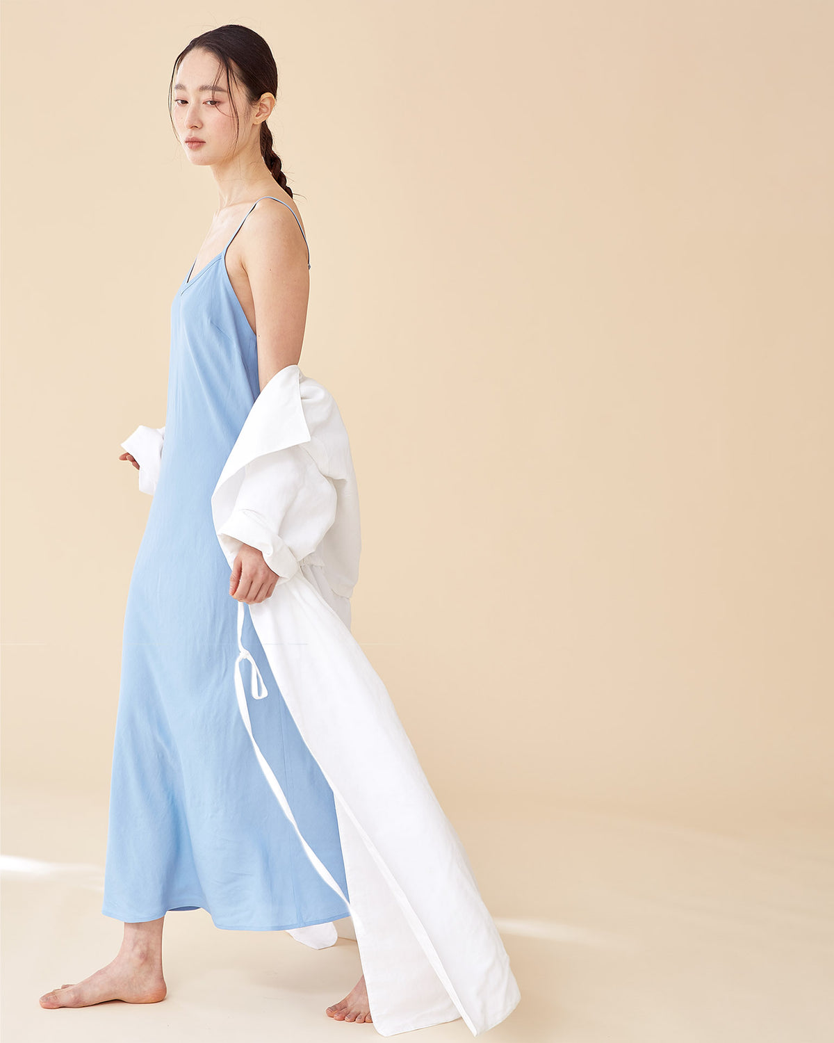 Caroline Long Slip Dress / Sky Blue