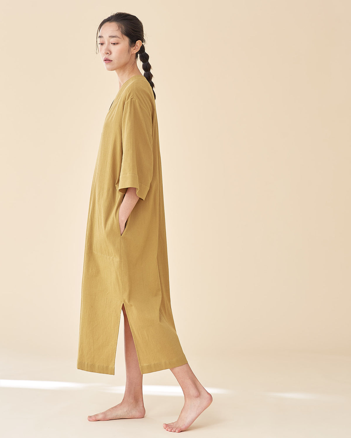 Kimono Line Sleepwear Dress / Olive Green