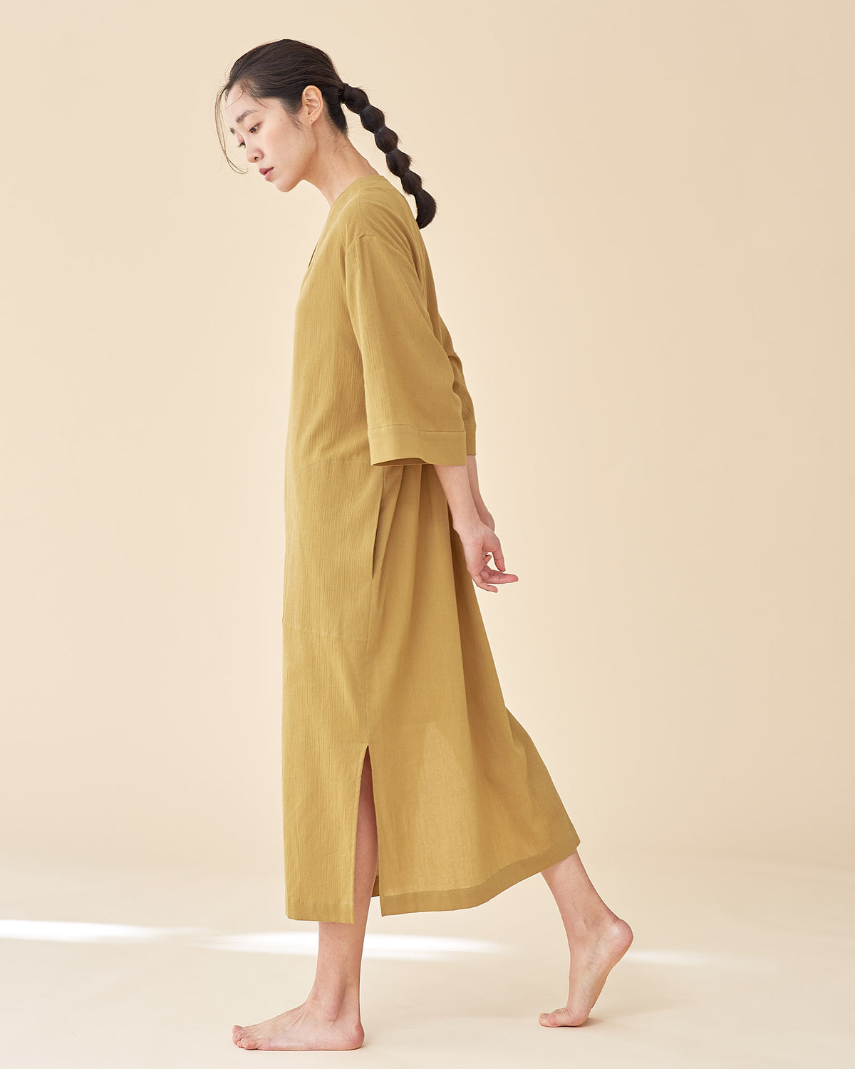 Kimono Line Sleepwear Dress / Olive Green