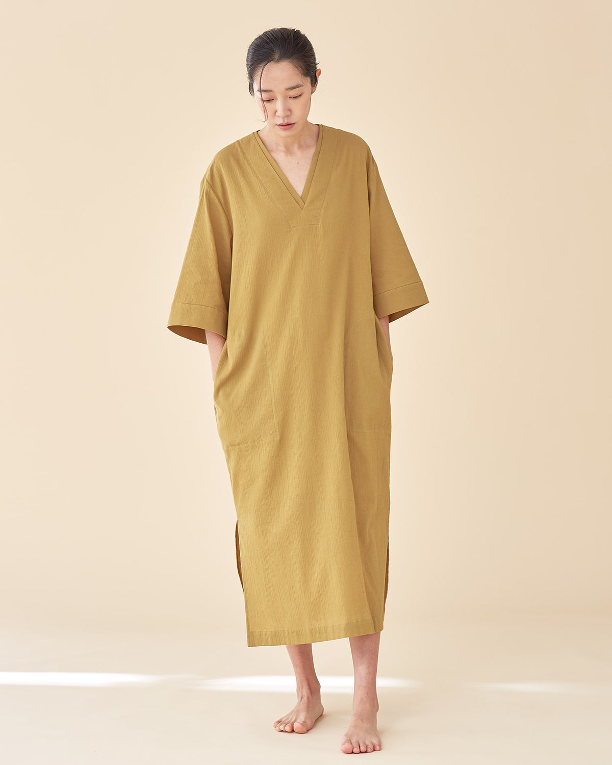 Kimono Line Sleepwear Dress / Olive Green