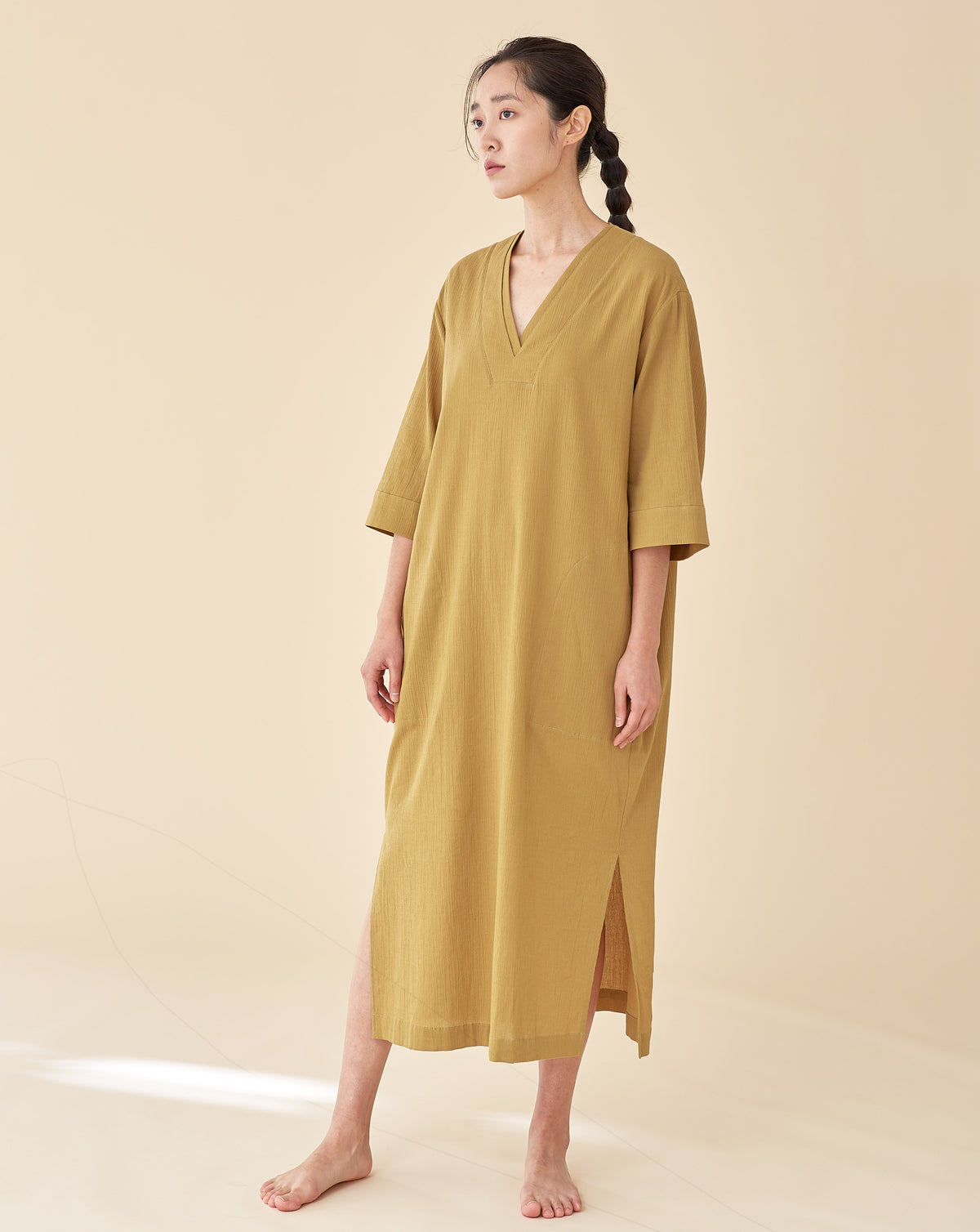 Kimono Line Sleepwear Dress / Olive Green