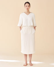 Classic Spread Collar Top / Ivory