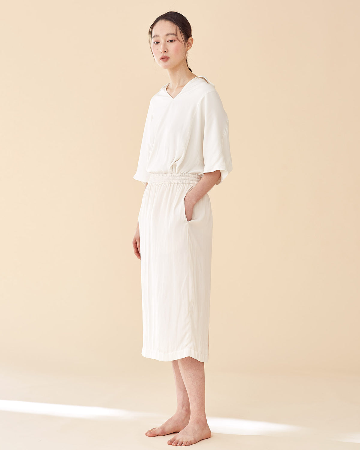 Classic Spread Collar Top / Ivory