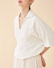 Classic Spread Collar Top / Ivory