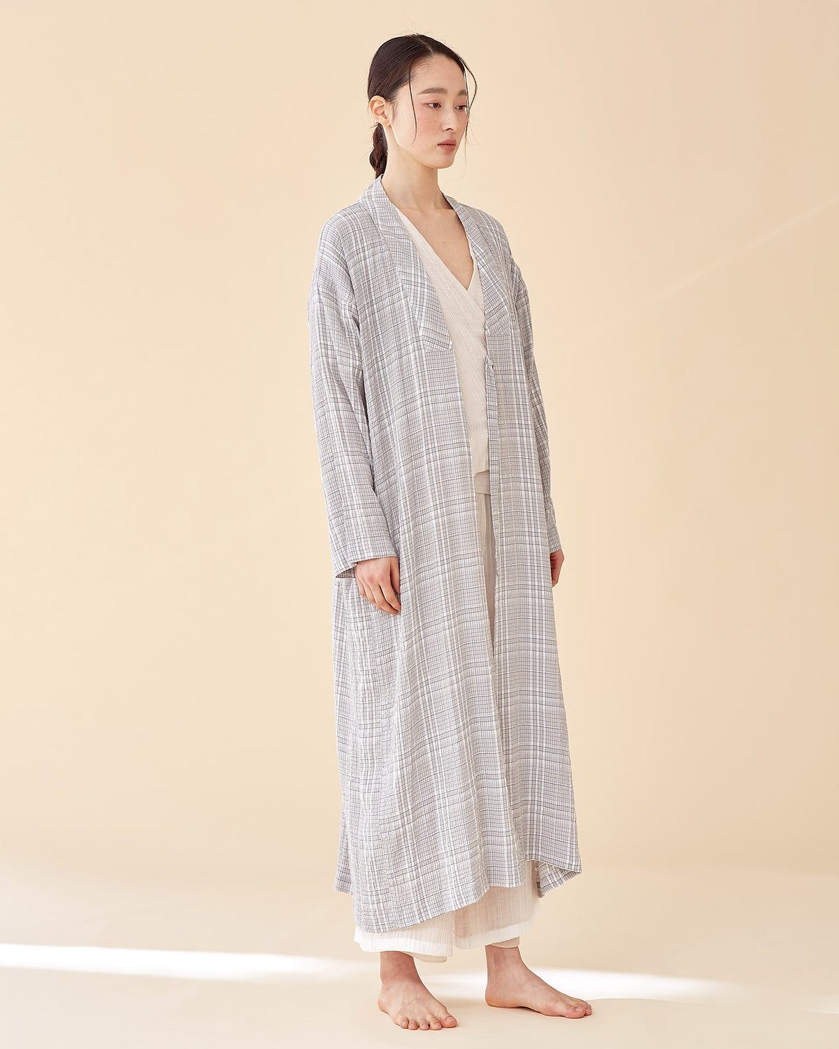 Plaid Long Multi-strap Robe