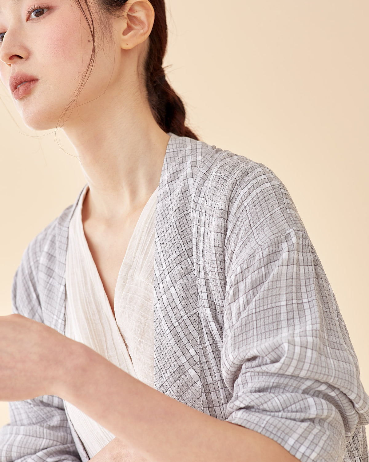 Plaid Long Multi-strap Robe
