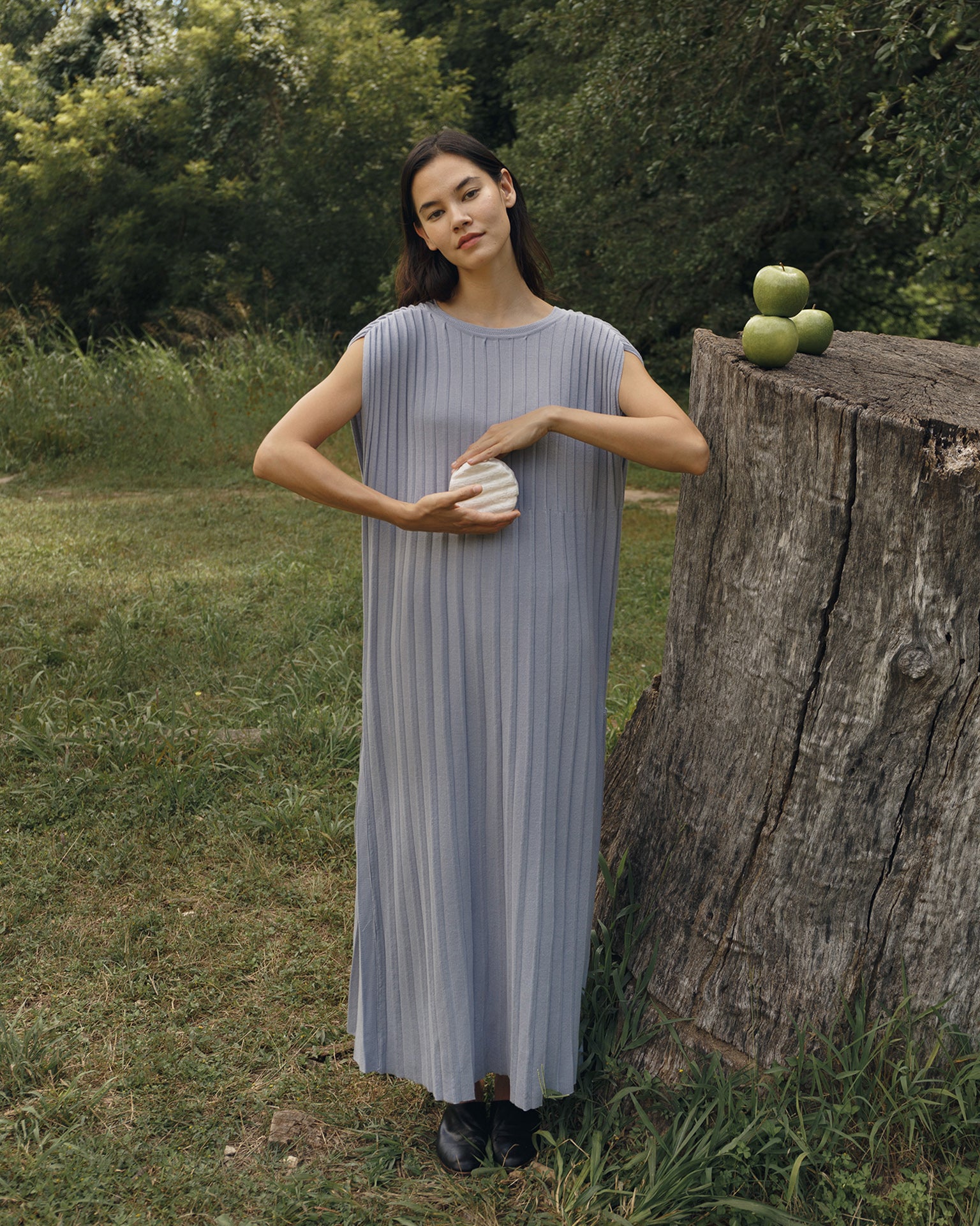 Accordion Pleats Dress / Blue Grey | APARTMENT/1031 Accordion Pleats Dress / Blue Grey | APARTMENT/1031