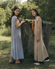 Accordion Pleats Dress / Beige