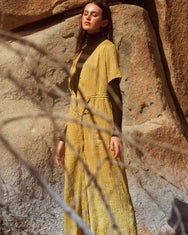 Ola Pleats Jumpsuit / Mustard Green