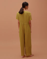 Ola Pleats Jumpsuit / Mustard Green