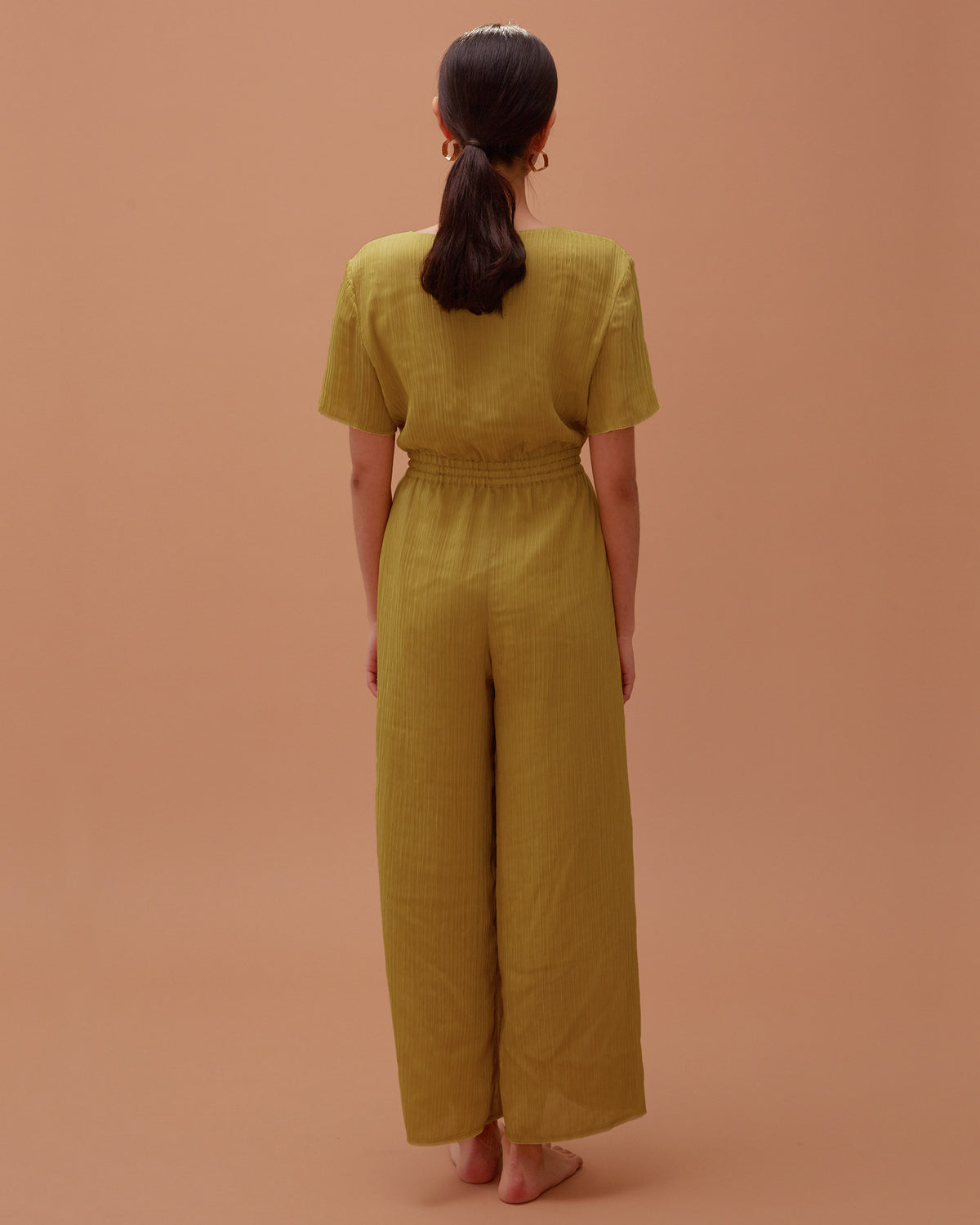 Ola Pleats Jumpsuit / Mustard Green