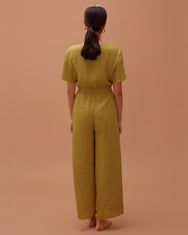Ola Pleats Jumpsuit / Mustard Green