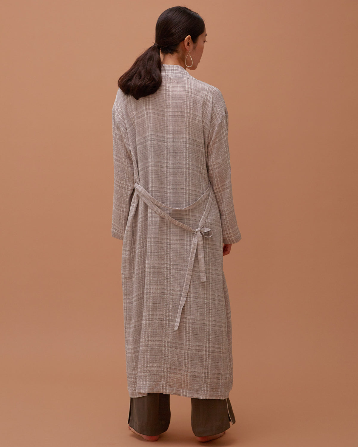 Plaid Long Multi-strap Robe