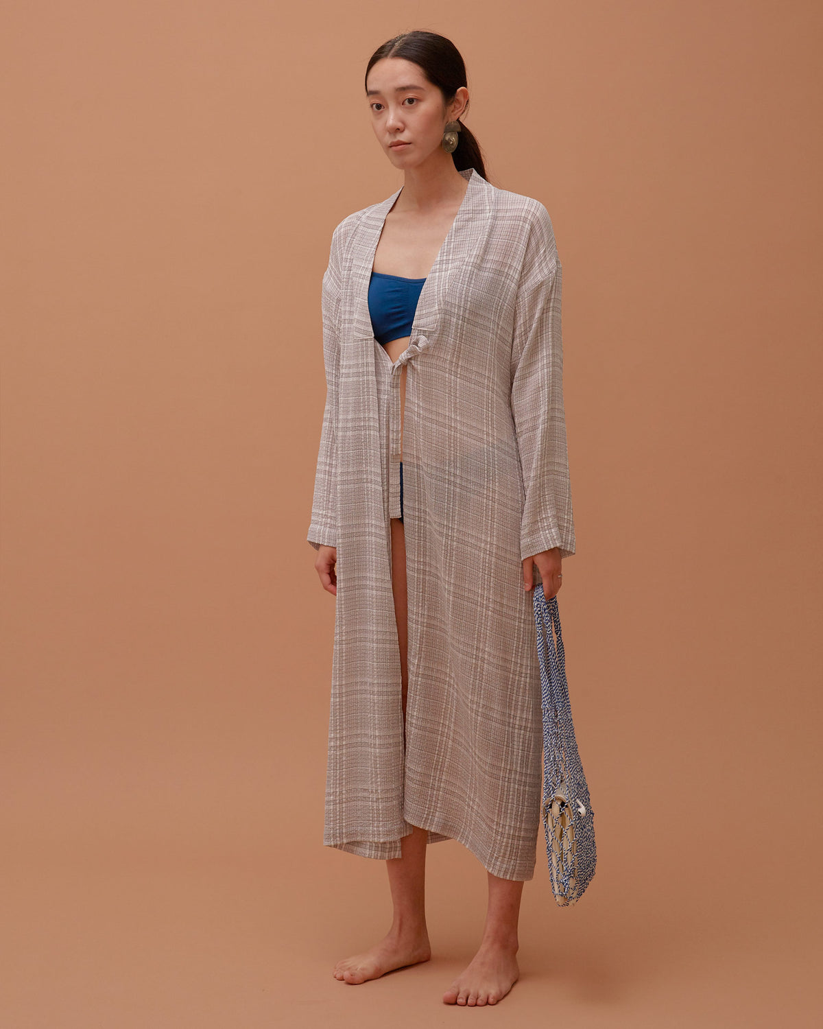 Plaid Long Multi-strap Robe