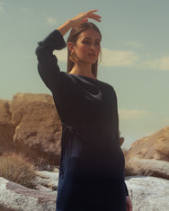 Satin All day Dress / Deep Navy